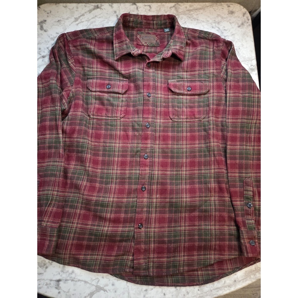 Orvis Plaid Red Heavy Flannel Button Down Shirt Outdoor Workwear 2XL